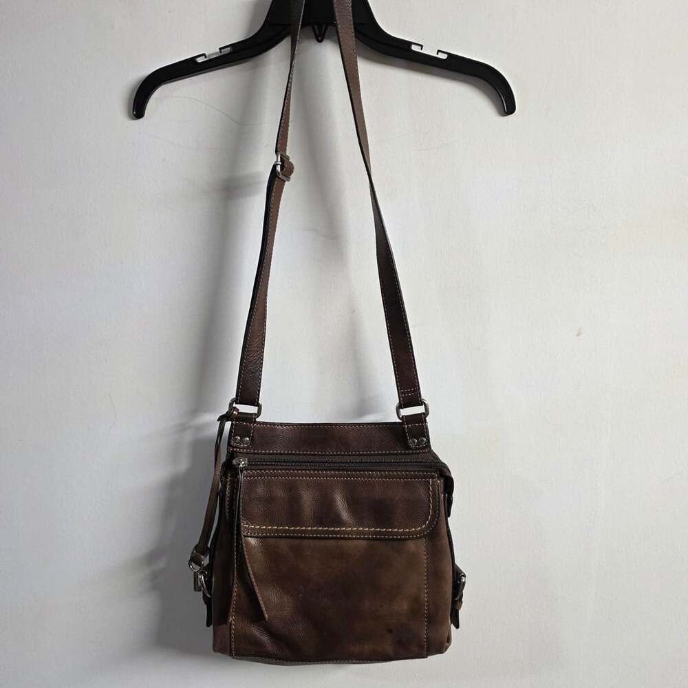 Fossil Brown Leather Crossbody Shoulder Bag with Key Charm